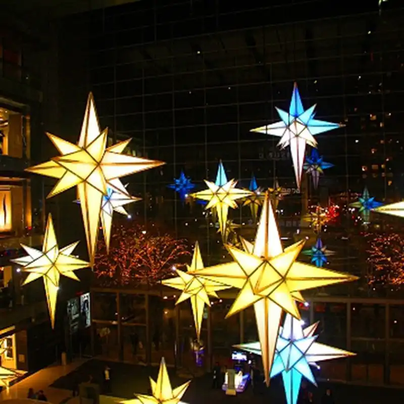 3D büyük LED dev top ağacı kar tanesi yıldız motifi ışık açık festivali yılbaşı dekoru
