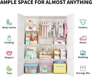 Pink Modern Cheap Plastic Portable Wardrobe Easy Assembly Modular Closet <b>Cabinet</b> Hospital Living Room Use <b>Lockable</b> Tool-free - Product Image 3
