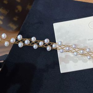 Alambre de acero de tungsteno tejido a mano, adornado con perlas naturales de agua dulce de 3-4mm, chapado al vacío, <span class=keywords><strong>nunca</strong></span> se desvanece - Product Image 5