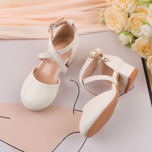 Chaussures habillées à talons hauts pour filles, semelle en caoutchouc légère, dessus en PU, élégantes, respirantes, adaptées au printemps, chaussures d'école, chaussures de princesse - Product Image 3