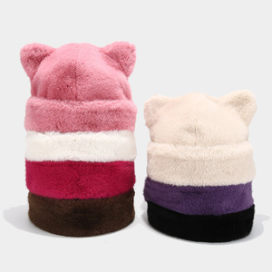 Neues Design Niedliche Kunst pelz Tier Winter mütze Großhandel Designer Fuzzy Bucket Hat Mit Katzen ohr Warm halten Russische Pelzmützen für Frauen - Product Image 3