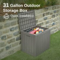 Boîte de rangement intérieure et extérieure de 31 gallons pour jouets de Patio outils de jardinage équipement de sport étanche et résistant aux UV