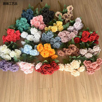 Fleurs artificielles en soie, bouquet de 9 roses diamantées, décoration de mariage et de maison