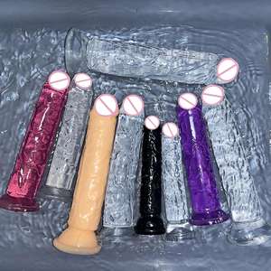 Dildos réalistes doux pour femmes Jouets sexuels <span class=keywords><strong>Pénis</strong></span> incurvé Point G Puissant aspiration Orgasme Vagin Masturbateurs Adultes Dildo - Product Image 4