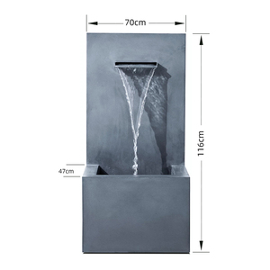 น้ำพุตกแต่งสวนแบบตั้งโต๊ะ รุ่นใหม่ปี 2026 ทำจากอะลูมิเนียมสีดำ รูปทรงลูกบาศก์ พร้อมปลั๊กไฟ - Product Image 3