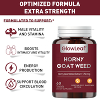 GlowLeaf Horny Goat Weed Comprimés Suppléments d'amélioration masculine pour hommes Soutien énergétique Horny Goat Weed Comprimés Suppléments pour hommes