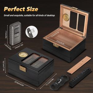 Cherry Handmade Lacquer Luxury Cigar Humidor MDF y caja forrada de cedro con tapas de vidrio - Product Image 6