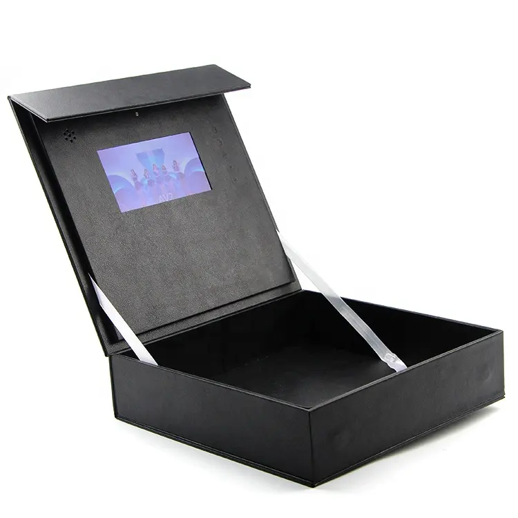 Desain Pembuatan Kemasan Video High End Crown Kulit 7 Inci LCD Kotak Hadiah Video Brosur untuk Promosi Bisnis