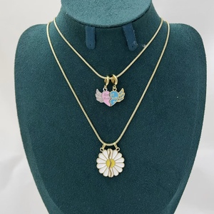 LS-C5780 Collana con Ali Danzanti e Cuori Smaltati, Regalo per Migliore Amica, <span class=keywords><strong>Sorella</strong></span>, Collana BFF in Oro 18k - Product Image 3