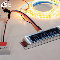 Layar waktu dan suhu DC 12V, saklar IP21 pintar dapat diredupkan Sensor sentuh LCD seluruh layar untuk kaca kamar mandi