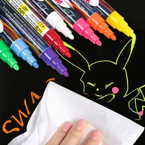 8Pack Blackboard Glazen Ramen Fluorescerende Neon Uitwisbare Vloeibare Krijt Marker Pen