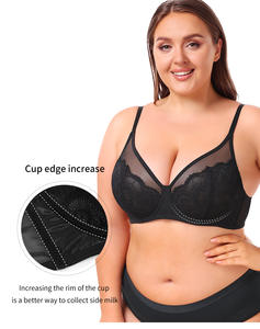 Soutien-gorge d'été ultra-mince pour femmes personnalisé sous-vêtement de soutien en dentelle de grande taille avec broderie sans fil pour les gros seins - Product Image 4