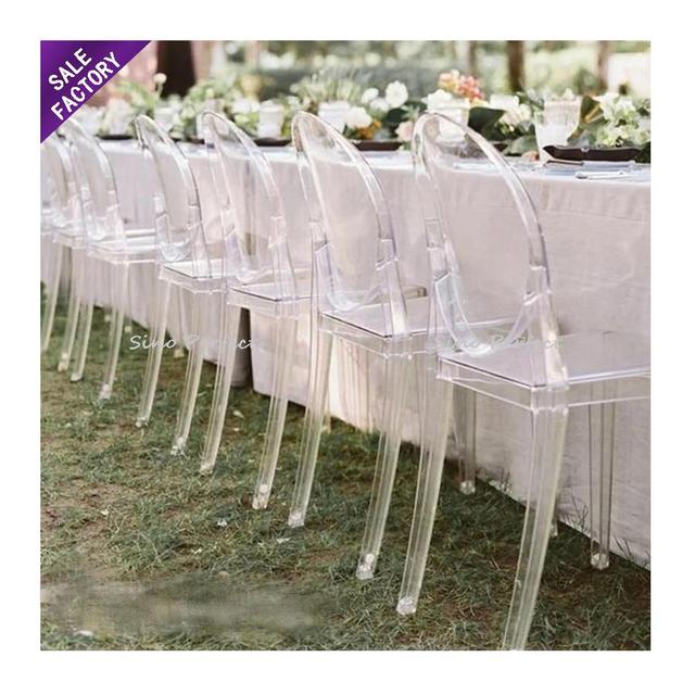 High Quality Wedding Banquet Outdoor Party Furniture Transparent Oval Back Chair Clear Crystal Ghost Acrylic Chairs for Event