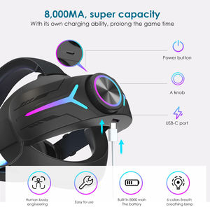 Super septiembre luces de respiración en 6 colores 8000 Mah batería ajustable correa de cabeza de repuesto para Meta/<span class=keywords><strong>Oculus</strong></span> <span class=keywords><strong>Quest</strong></span> <span class=keywords><strong>2</strong></span> - Product Image 3