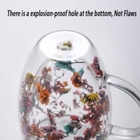 Nieuwe design hoogwaardige dubbelwandige glazen mok met gedroogde bloemen 350ml BPA-vrij vaatwasserbestendig voor drinken