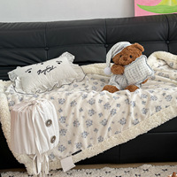 Selimut Komposit Flanel dan Sherpa Fleece dengan Cetakan Musim Dingin yang Lucu, Dapat Dikustomisasi, Hadiah Modern untuk Dekorasi Tempat Tidur dan Sofa bagi Wanita dan Remaja Putri