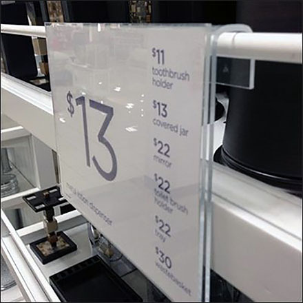 Custom Size Acrylic Price Tag Holder Shelf Talker with Hook Shape Bending Design for Supermarket Shelf
