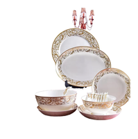 Vente en gros de bols et d'assiettes en céramique ornée d'or exquis personnalisés pour une cuisine raffinée