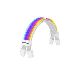 <span class=keywords><strong>RGB</strong></span> PSU Full White ARGB Cable Kit 2*8(6 + 2) Pin <span class=keywords><strong>Strimer</strong></span> Extension pour GPU Power Supply 5V 3Pin Synchronized for Computer - Product Image 1