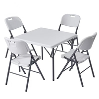 Table pliante moderne en plastique carrée de 34 pouces, légère, pour l'extérieur, pour la cour