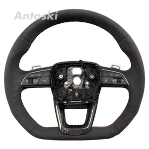 Volante Deportivo Personalizado de Fibra de Carbono y Gamuza Negra para Modelos <span class=keywords><strong>Audi</strong></span> A3, A4, A5, A6L, A8, Q5, Q7, Q8, <span class=keywords><strong>TT</strong></span> B8, B9, C8 - Product Image 1