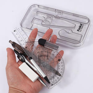 ตัวแทนจำหน่ายเครื่องเขียนในโรงเรียน Foska 8ชิ้นชุดเข็มทิศกล่องคณิตศาสตร์พร้อมดินสอวัดมุมและไม้บรรทัดจัดในกล่องพลาสติก - Product Image 3