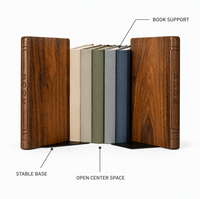 Grandes serre-livres pour livres lourds, lot de 2, serre-livres en bois antidérapants, noyer