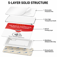 Carte NFC personnalisée en acrylique pour avis Yelp, NTAG213 13,56 MHz, support sans contact pour avis sur les réseaux sociaux pour restaurants, cafés et boutiques