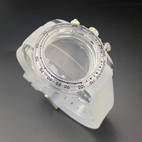 Pièces de montre modifiées, boîtier en acier inoxydable noir de 39 mm, chronographe, boucle à ardillon, bracelet en caoutchouc, compatible avec le mouvement à quartz VK63