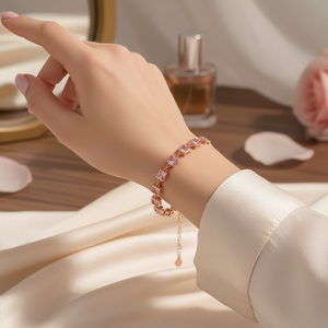 Pink Zircon Stone Square Design <b>Charm</b> Bracelet Wholesale Turkish 925 Sterling Silver Jewelry - Product Image 3