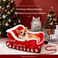 Nouveauté : Lit pour animaux de compagnie en forme de traîneau en peluche, édition limitée Noël, canapé pour animaux de compagnie pour chats et chiens, décoration de Noël pour la maison