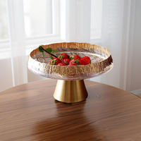 Bol à fruits en verre élégant et moderne avec base sur piédestal, assiettes en verre pour fruits frais et desserts, pour mariage, banquet, table à manger à domicile