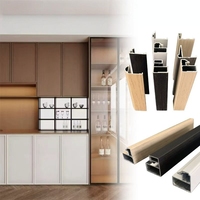 Profilé de porte d'armoire en aluminium étanche, imitation bois, pour cadre de cuisine, garniture 6063, extrusion pour porte de placard domestique
