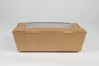 Boîte à lunch en papier kraft écologique avec fenêtre transparente Emballage à emporter personnalisé de qualité alimentaire pour salade, dessert et repas