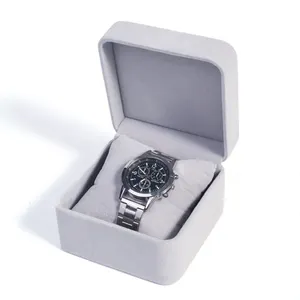 Cajas de embalaje de reloj beige de lujo, caja de regalo personalizada con logotipo personalizado