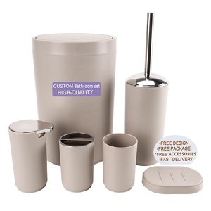 Vente flash : <span class=keywords><strong>Ensemble</strong></span> de salle de bain en plastique PP 6 pièces, <span class=keywords><strong>ensemble</strong></span> d'accessoires de salle de bain de luxe blanc - Product Image 5