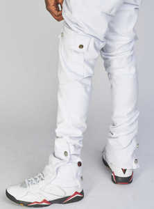 Custom Multi-Bolsillo <span class=keywords><strong>Cargo</strong></span> <span class=keywords><strong>Jeans</strong></span> Skinny Blanco Stacked <span class=keywords><strong>Jeans</strong></span> Hombres - Product Image 3