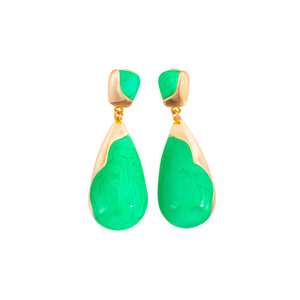 Boucles d'oreilles pendantes tendance en acier inoxydable 316L plaqué or PVD, design goutte d'eau vert durable et résistant - Product Image 2