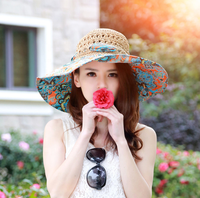 Chapeau de soleil pliable en paille à large bord en mousseline pour femme et fille, idéal pour l'été et la plage, collection 2026 (vente en gros)
