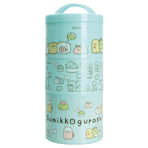 Rilakkuma Three Layer Plastic <b>Lunch</b> <b>Box</b> Microwave Safe For Children Portable Storage Cylinder Shape Cartoon Pattern - Product Image 4