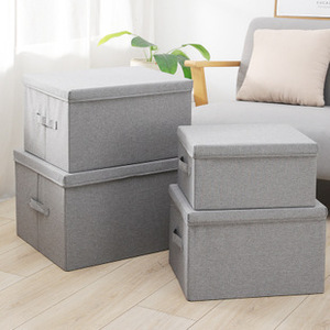 Clothing Organizer Fabric <b>Storage</b> <b>Boxes</b> Rectangle Gray With Lid For Wardrobe Toy And Clothing <b>Storage</b> - Product Image 2