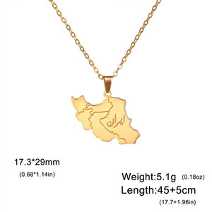 Collier étanche en acier inoxydable doré pour femme, bijoux plaqué or 18 carats, collier carte de l'Iran pour femme, collection 2026 - Product Image 6