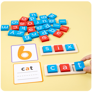 Gioco cognitivo alfabeto 2 lati gioco <span class=keywords><strong>con</strong></span> penna <span class=keywords><strong>parole</strong></span> in legno colorate divertenti <span class=keywords><strong>parole</strong></span> in legno per bambini in età precoce - Product Image 4