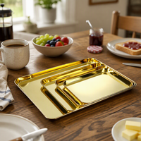 Plat rectangulaire en acier inoxydable 304 poli, style coréen, écologique, pour buffet, assiette à raviolis, plat à riz et nouilles pour mariage