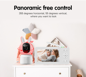 Caméra de surveillance pour bébé intelligente sans fil 5,0 pouces 1080P Audio bidirectionnel Affichage WiFi Tuya Surveillance du sommeil du bébé Détection des pleurs <span class=keywords><strong>Nuit</strong></span> - Product Image 2