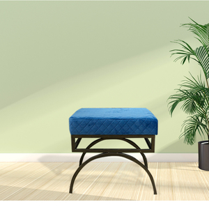Pochette <span class=keywords><strong>tabouret</strong></span> de pied en velours bleu personnalisé, <span class=keywords><strong>design</strong></span> treillis de forme carrée, <span class=keywords><strong>pouf</strong></span> avec jambes cognitives, 1 pièce - Product Image 6