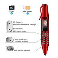 AK007 Mini Teléfono Móvil Tipo Bolígrafo, Pantalla de 0.96 Pulgadas, Doble SIM, 2G GSM, Cámara, Grabadora de Voz, Teléfono Compacto para Viajes