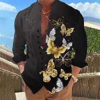 Kemeja Pria Lengan Panjang Motif Cetak Gaya Hits Fitspi, Anti Kusut, Bernapas, Kerah Tegak, Kasual Pantai, Grosir