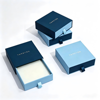 Boîte à bijoux personnalisée avec logo, boîte cadeau, boîte de rangement en carton bicolore finition mate avec tiroir coulissant à ruban