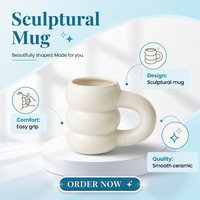 Tasse à café en porcelaine mate ondulée empilable, poignée épaisse, glaçure crémeuse, style moderne pour café, thé, maison, LEXI